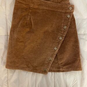 Brown Corduroy Button Skirt
